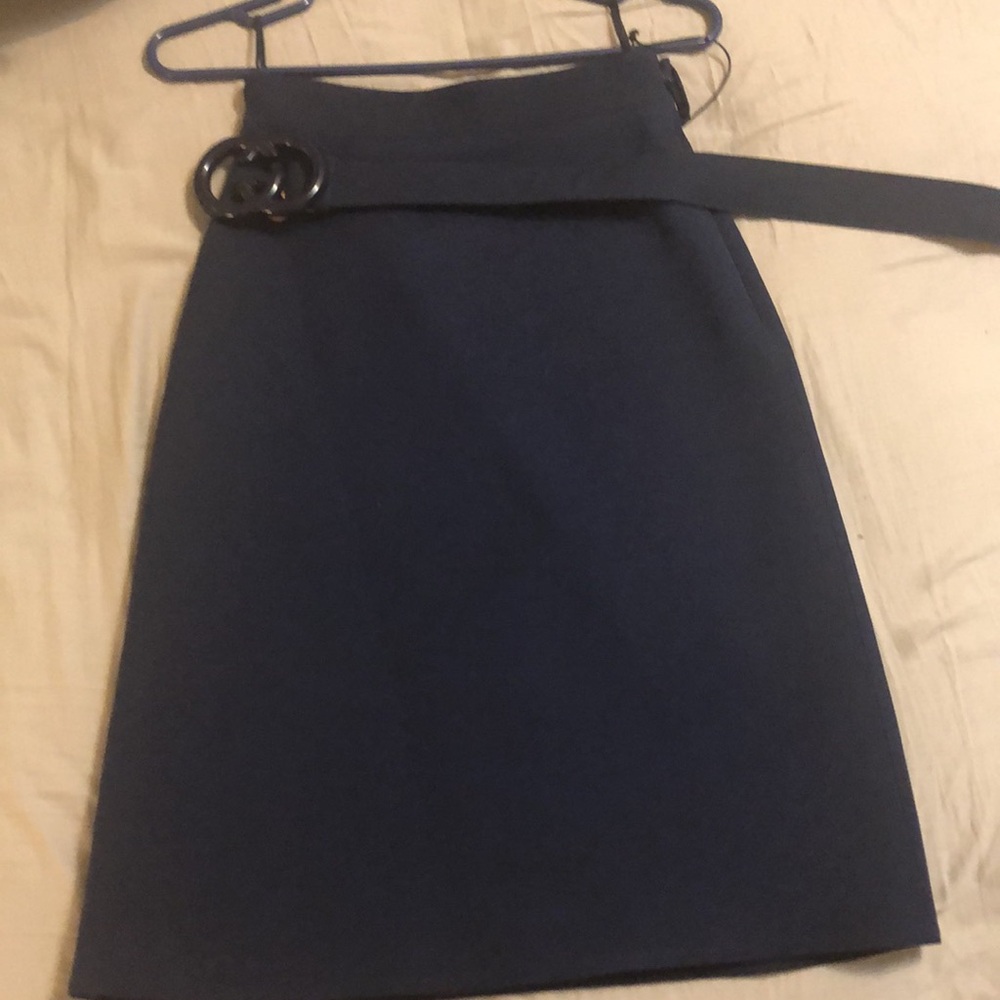 Gucci Navy A-Line Skirt with Belt - Picture 6 of 10